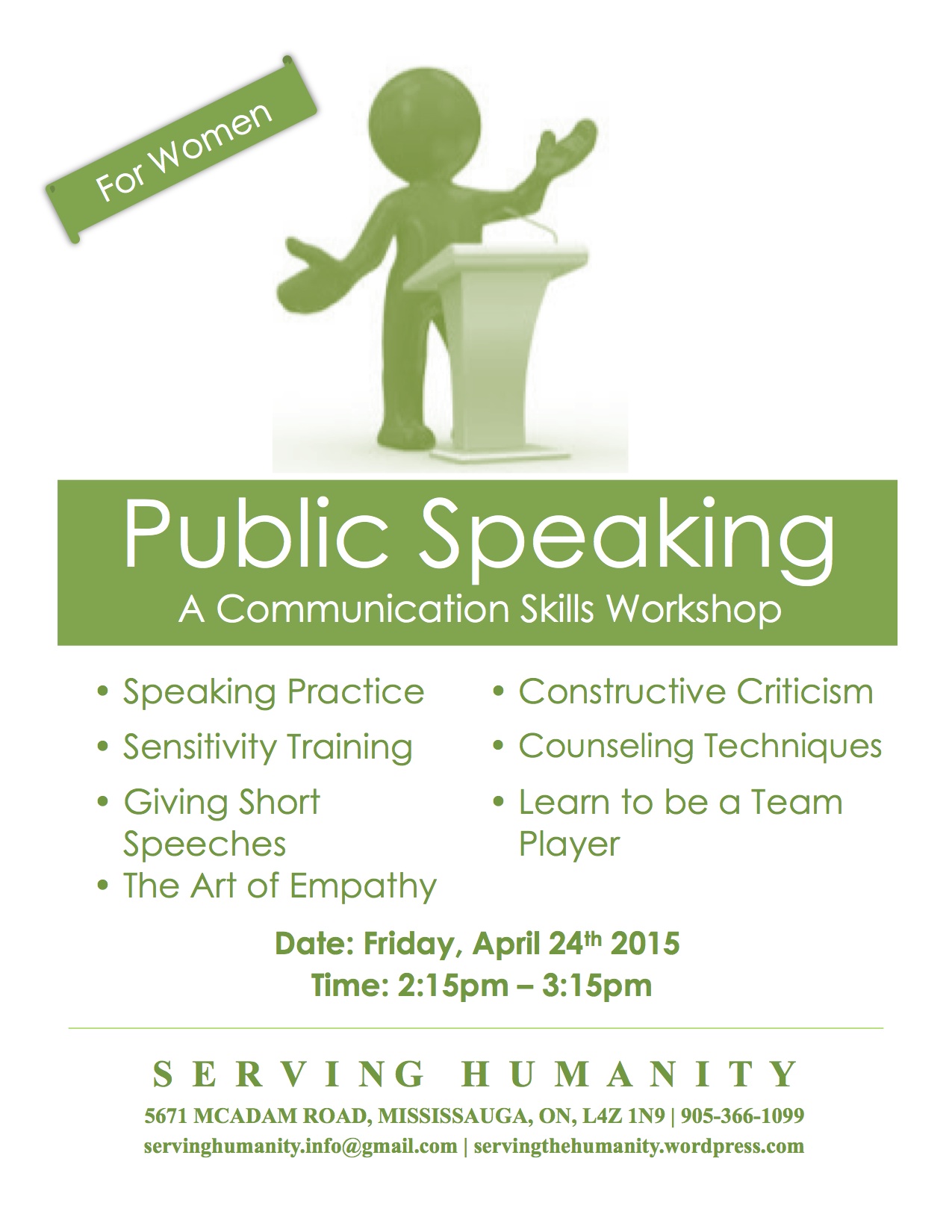 Public Speaking Workshop Flyer