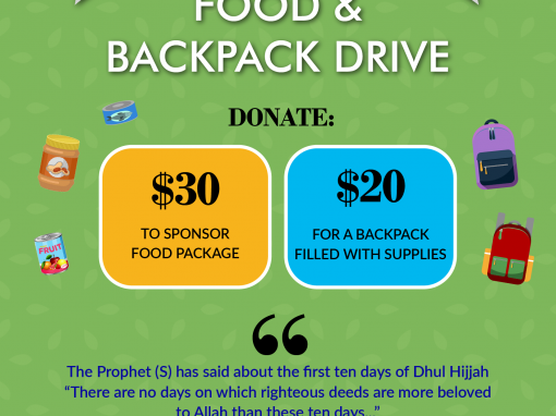 Dhul Hijjah Food & Backpack Drive