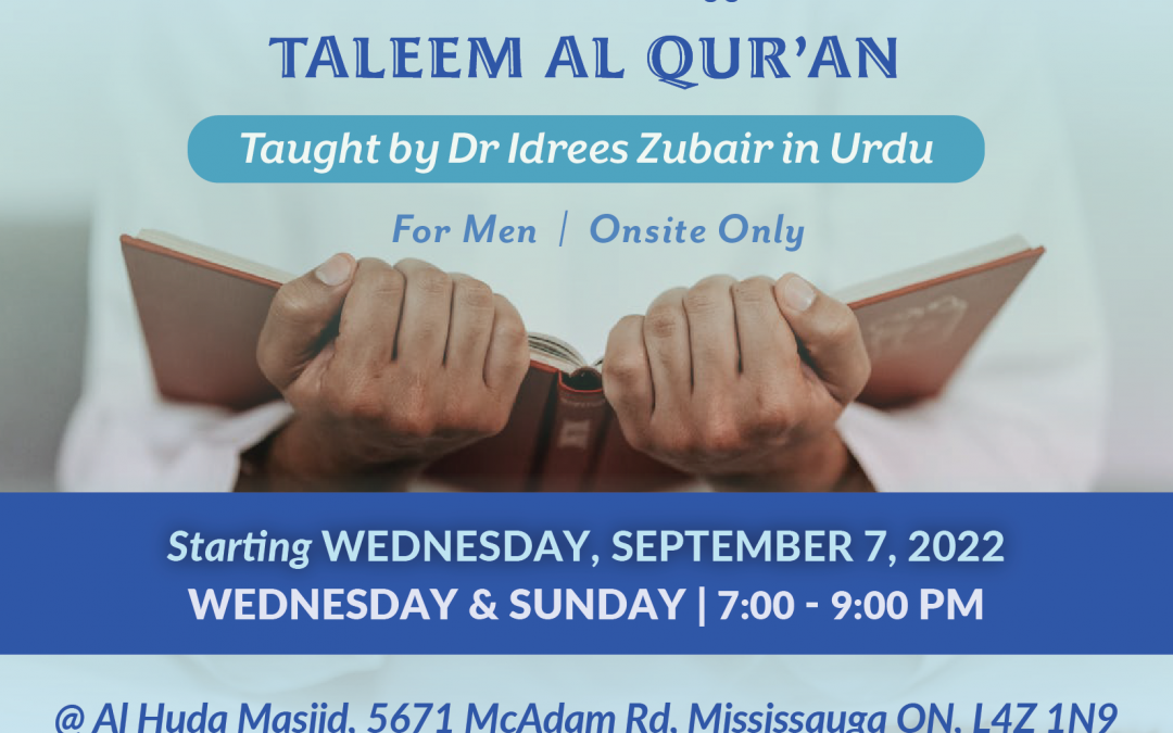 Much awaited Ta’leem al Qur’an course for Men …